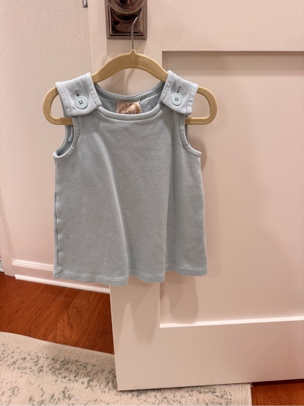 The Beaufort Bonnet Company Light Blue Sleeveless Button-Shoulder Top